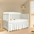 thumbnail image 2 of Ruffled Crib Skirt with Pompoms:Crib Bed Skirt with 14" Drop,Mini Crib Bedding Toddler Skirt,Baby Crib Accessories for Baby Boys Girls,28" X 52" (White), 2 of 14