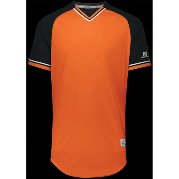 Russell R01X3M.07R.XL Adult Classic V-Neck Jersey - Burnt Orange, Black & White - Extra Large