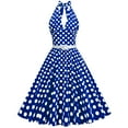 thumbnail image 2 of Xihbxyly Retro Dresses for Women Women 50s Vintage Polka Halter Cocktail Dress Buttons Floral 1950s Prom Tea Dress, 2 of 7