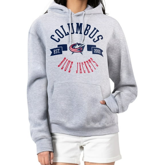 Women's G-III 4Her by Carl Banks Heather Gray Columbus Blue Jackets City Graphic Fleece Pullover Hoodie