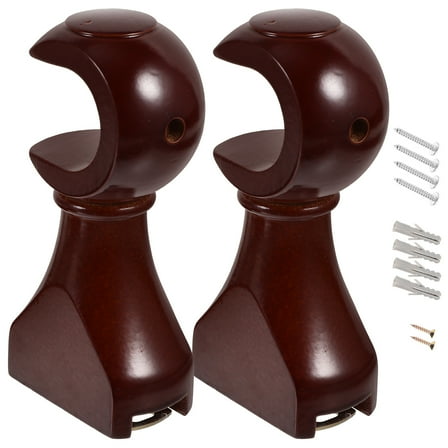 2 Pcs Curtain Pole Brackets Wooden Support Rod Tray Wall Replace