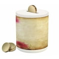thumbnail image 1 of Floral Piggy Bank, Retro Flowers on Old Grunge Paper Background Nostalgic Background Bouquet Print, Ceramic Coin Bank Money Box for Cash Saving, 3.6" X 3.2", Sand Brown Pink, by Ambesonne, 1 of 4