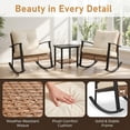 thumbnail image 3 of 3 Piece Outdoor Rocking Bistro Set Patio Furniture with Thick Cushions 2 Tier Coffee Table Oversize Rattan Conversation Set Beige, 3 of 7