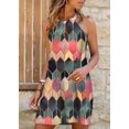 thumbnail image 1 of Nouvelle Robe Sans Manches pour Femmes Aguichant Col Licou Jupe Florale Imprimée Robe Courte Grande Taille Maxi Robe, 1 of 2