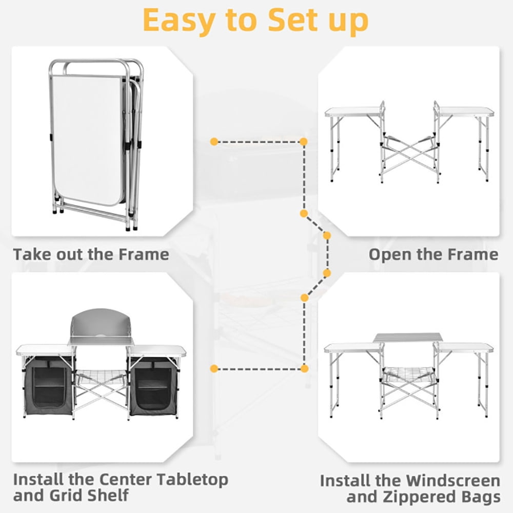 Aimee Lii Folding Camping Table with Storage Organizer, PorTable Tables Folding