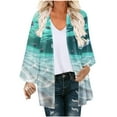 thumbnail image 2 of New Arrivals AXXD Womens Beach Cover Up Kimono Cover up Floral Print Puff Sleeve Kimono Loose Chiffon Long Cover Up, 2 of 5