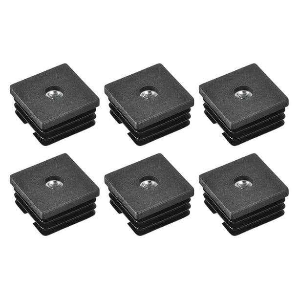 Insertos de 6 piezas para tubos cuadrados con rosca M8, para tubo cuadrado de 1.5"x1.5" OD, tapón de plástico negro para inserto de ruedas de silla