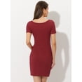 thumbnail image 4 of Mini Vestido Informal de Punto Ajustado con Escote para Mujer Vestido Ceñido Elegante rojo XS, 4 of 6