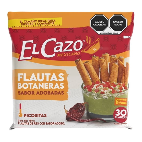 Flautas de res El Cazo 48 botaneras con sabor a adobo 480 g