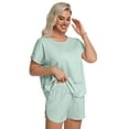 thumbnail image 6 of DAKIMOE Womens Silk Stain Pajamas Set Short Sleeve Soft Sleepwear Top With Shorts Set PJ Loungewear, Dark Brown, L, 6 of 8