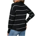 thumbnail image 4 of CENGNIAN No Boundarie Womens Wide stripe Color block Sweater,Ladies Crewneck Long Sleeve Oversize Knit Pullover,Plus Size Lightweight Warm Tops For Women,*6-Black,Size XL, 4 of 4