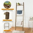 thumbnail image 3 of Fionafurn 5-Tier Modern Ladder Shelf,Wooden Flower Book Display Shelf，Leaning Wall Shelf，Brown, 3 of 8