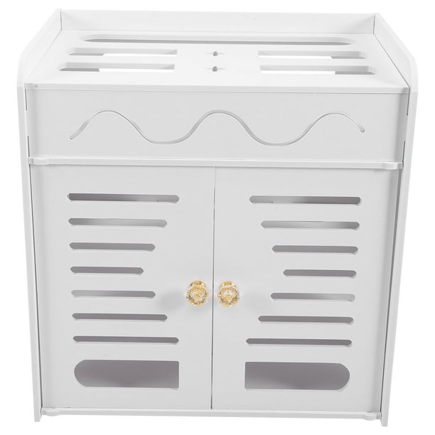 ColoMX Caja de almacenamiento de enrutador de 4 capas Double Door Box Rack Organizador de cable Case de enrutador