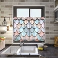 thumbnail image 4 of Yayeee Kitchen Curtains Tier Pair Light Filtering 27"x36" Rod Pocket Short Cafe Window Panel, Blue Shimmering Pattern, 4 of 7
