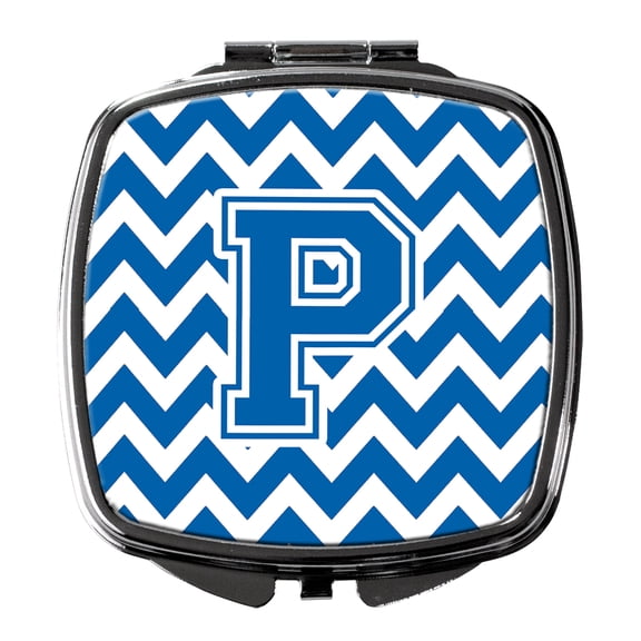 Letter P Chevron Blue and White Compact Mirror CJ1056-PSCM