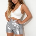 thumbnail image 4 of vigerkar Sexy Booty Shorts, Rave Pants, Casual High Waisted Stretch Short Pants for Women (Silver, XXL), 4 of 7