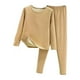 thumbnail image 1 of Qarigey Conjunto de ropa interior térmica para mujer, calzoncillos largos de terciopelo suave para clima frío y cálido, ropa de dormir de Ropa interior Café Claro XL, 1 of 6