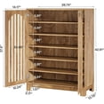 thumbnail image 5 of Oak Wooden Shoe Cabinet with Louver Doors, 6-Tier Entryway Shoe Rack Organizer, Adjustable Shelves, Storage for 24 Pairs, Living Room Bedroom, Anti-Tip Design, 5 of 7
