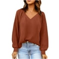 thumbnail image 1 of ShomPort T-Shirts pour Femmes Manches Longues Col Rond Extensible Slim Léger Crop Tops Confortables Couleur Unie Basiques Blouses, 1 of 6