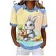 thumbnail image 1 of Camiseta de Solapa de Cuello Redondo Impresa sin Posicionamiento de la Pascua de las Mujeres con Poliéster Suave, Top Casual Transpirable para la Primavera Diaria, 1 of 6