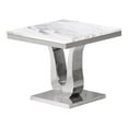 thumbnail image 4 of Maklaine White Marble 3pc Coffee Table Set w/ Silver Stainless Steel Base, 4 of 4