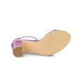 thumbnail image 5 of BLISSFUL STEP Women's Sandals Rhinestone Chunky Heel Ankle Strap Open Toe Party Shoes Pink 8, 5 of 7