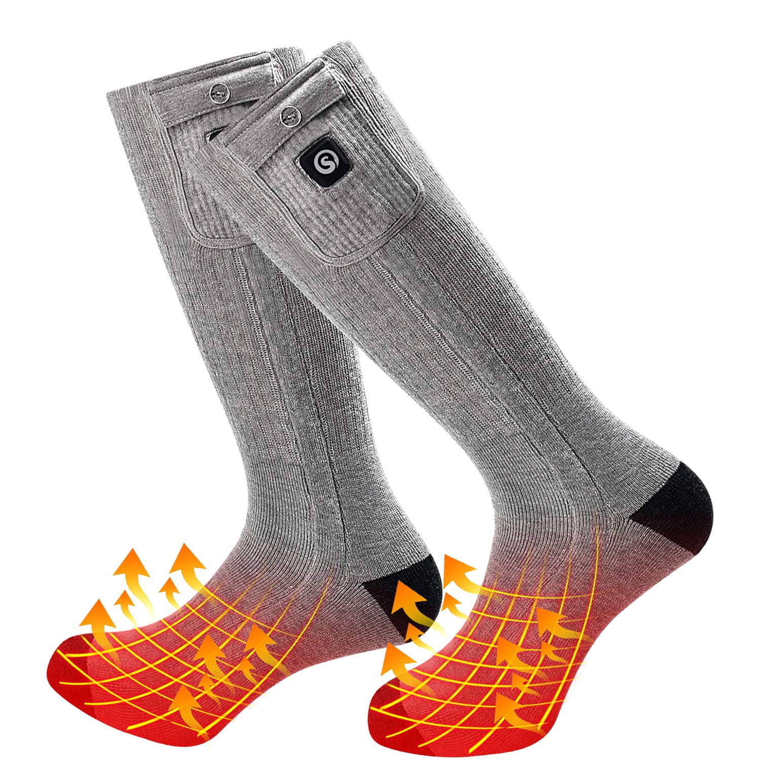 Electric Heated Socks Rechargeable Battery 2200mAh Foot Warm For Skiing Camping 