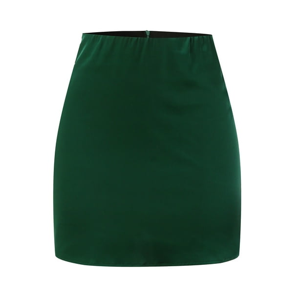 Green plaid skirt satin clearance