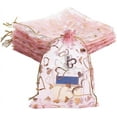 thumbnail image 1 of Bolsas de organza con forma de corazón de 5 x 7 pulgadas, 100 unidades, bolsas de regalo rosas, bolsas para joyería, bolsas de malla con cordón, bolsas para regalos de boda, bolsas de regalo, 1 of 9