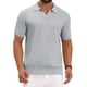 thumbnail image 1 of Camisa polo de punto texturizado para hombre, cuello en V, de manga corta, casual, para golf, talla L, gris claro, 1 of 6