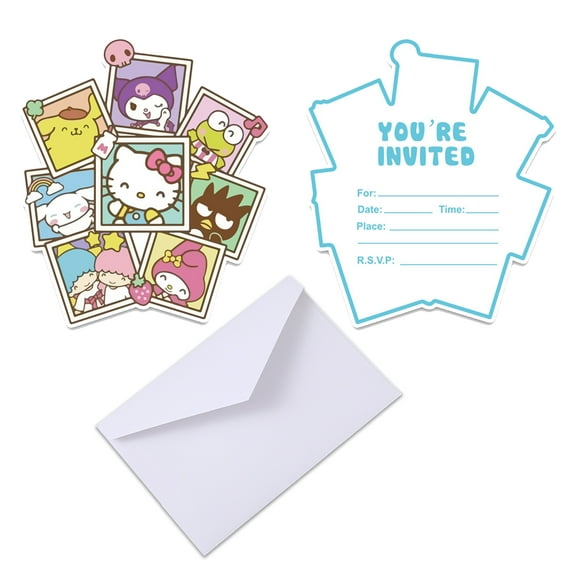 Roffatide Anime Cinnamoroll Invitations with Envelopes（Set of 12) Kuromi Shaped Fill-in Invitations Melody Theme Birthday Party Invites Party Supplies