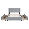 thumbnail image 5 of DreamBuck Full Size Upholstered Bed Frame with 4 Storage Drawers and Headboard, Velvet Upholstered Platform Bed Frame with Wood Slats, Full Bed Frame for Teens, Adults, No Box Spring Needed, 5 of 9