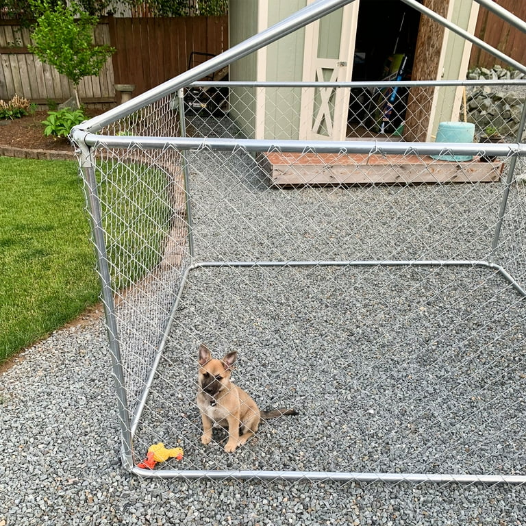 ALEKO Dog Kennel DIY Chain Link Box Kennel With Roof Frame