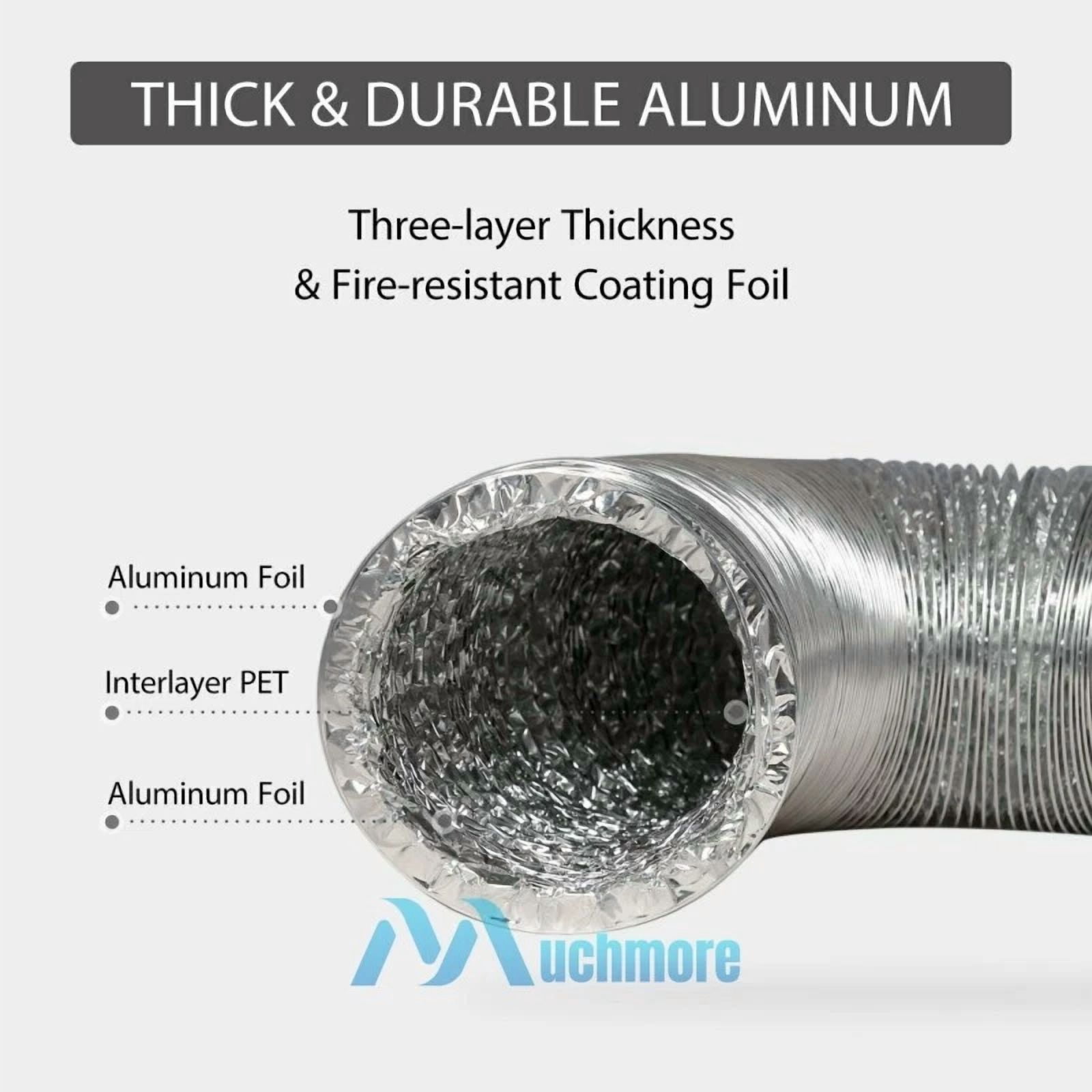 Non-Insulated Flexible Aluminum Air Ducting Dryer Vent Hose For Hvac Ventilation
