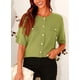 thumbnail image 5 of Camisa de Mujer PRETTYGARDEN de Punto Acanalado con Botones Aguacate Talla S, 5 of 8