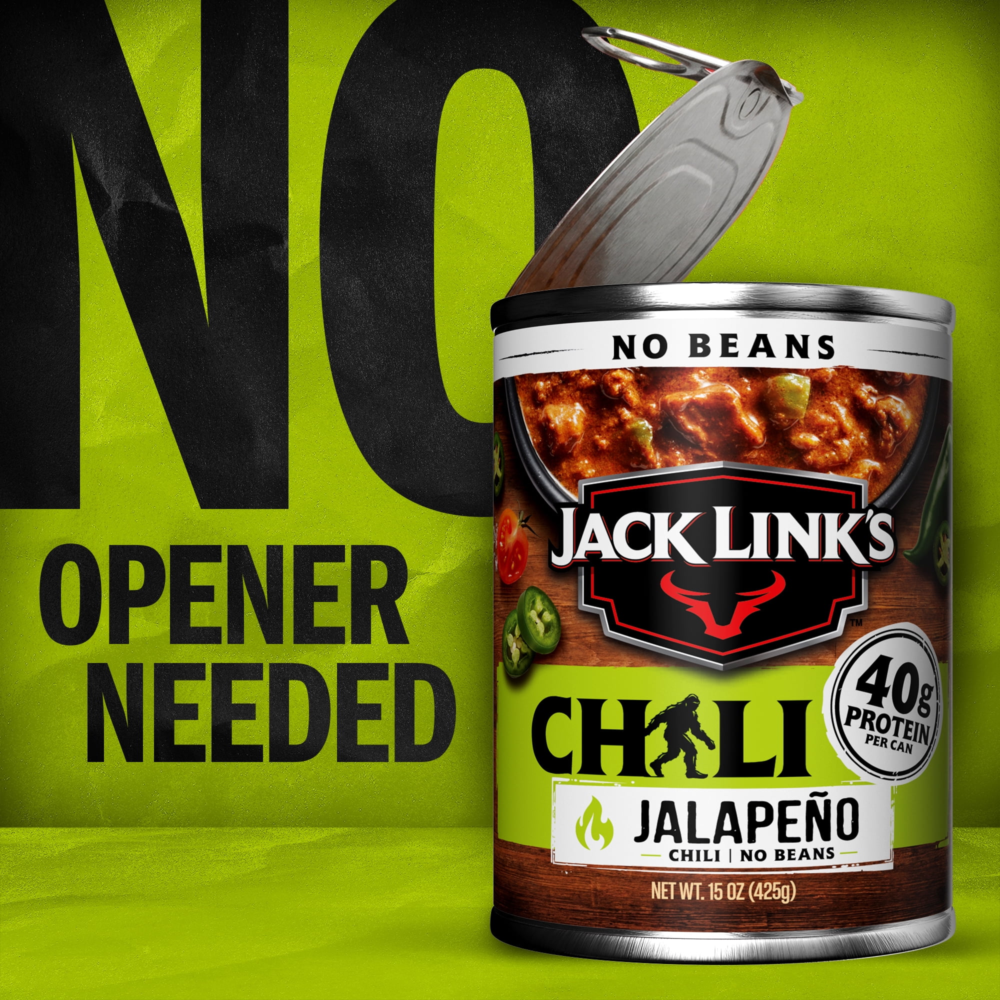 Jack Link's Chili, Jalapeño Flavored, No Beans, 15Ounce Can, Hearty Chili Made with 100% Beef