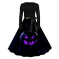 thumbnail image 2 of ZVAVZ Robes d'Halloween pour Femmes Imprimé Col Rond Manches Longues Rétro Ligne A Robes Semi-Formelles Hepburn Cocktail Soirée Robes Noires,m, 2 of 4