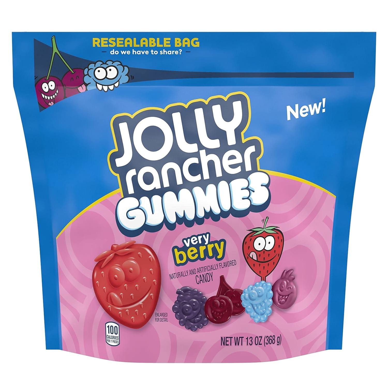JOLLY RANCHER Gummies Very Berry Assorted Fruit Flavors Candy Resealable Bag, 13 oz