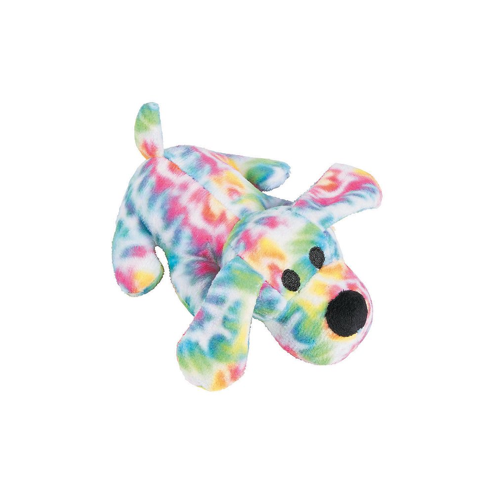 Plush Tie Dye Dogs Party Favors 12 Pieces