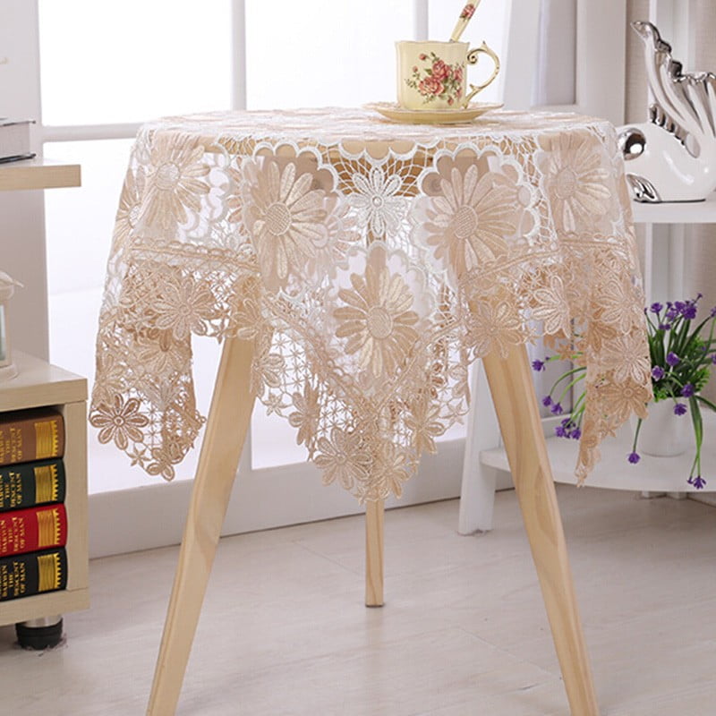 White Lace Embroidered Table Cloth Doily Mat Table Runner Dining Wedding Decor 