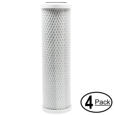 4-Pack Replacement for Crystal Quest CQE-RO-00111 Activated Carbon Block Filter - Universal 10 inch Filter for Crystal Quest Thunder 3000M - Denali Pure Brand