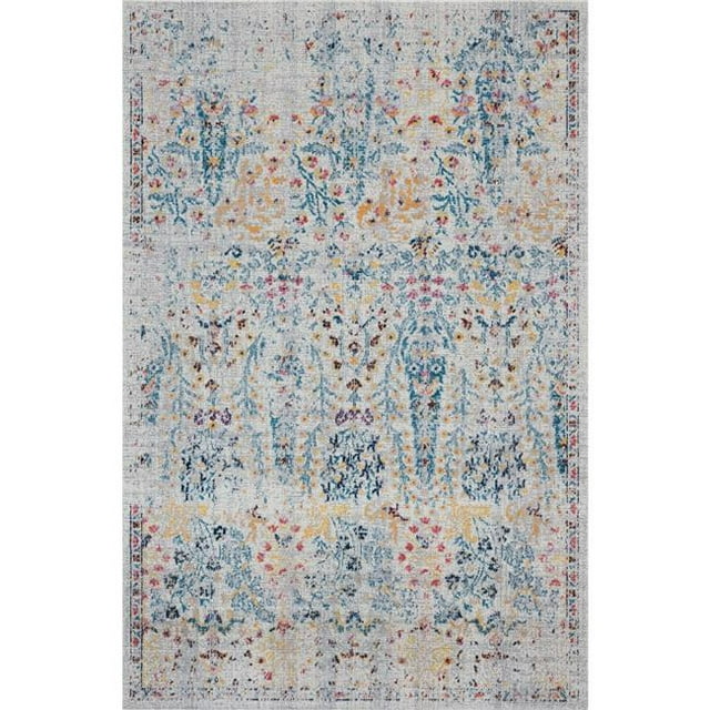 LR Resources ANTIQ81456CMG2040 Zone de Course de Fleurs Sauvages Rug&44; Crème et Gris