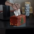 thumbnail image 3 of Yuyamidu Xmas Tree PU Leather Tissue Box Cover for Living Room Square Tissue Box Holder for Napkin Facial Paper Decorative Facial Paper Organizer Dispenser Christmas Decor, 3 of 8