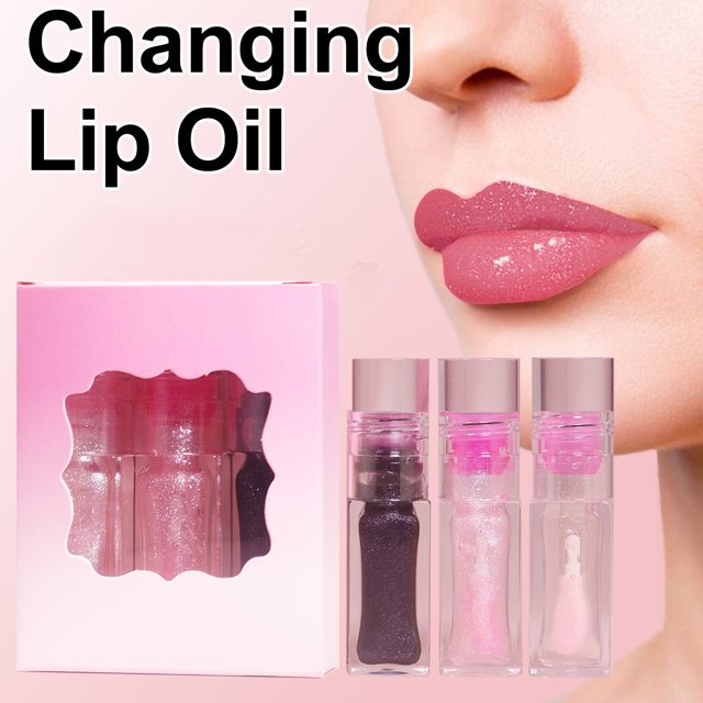 QIPOPIQ Huile à Lèvres Changeant de Couleur, Base de Brillant à Lèvres, Gloss Hydratant Changeant de Couleur, Rouge à Lèvres Changeant de Couleur, Huile à Lèvres Repulpante Transparente