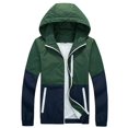 thumbnail image 4 of Water Resistant Color Block Windbreaker Jacket for Men, Adjustable Hood Zip Up Light Coat for Weekend Jogging Sports Green L, 4 of 4
