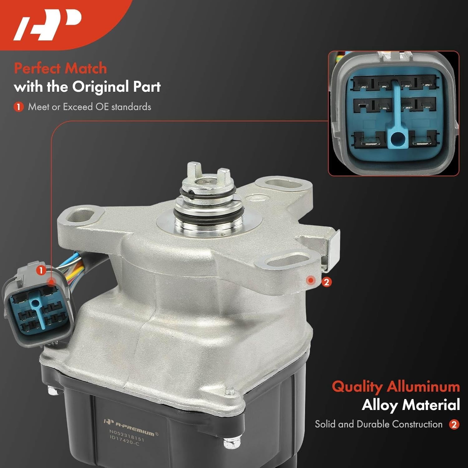 A-Premium Ignition Distributor with Cap and Rotor Compatible with Honda Civic 1996 1997 1998 Civic del Sol 1996-1997
