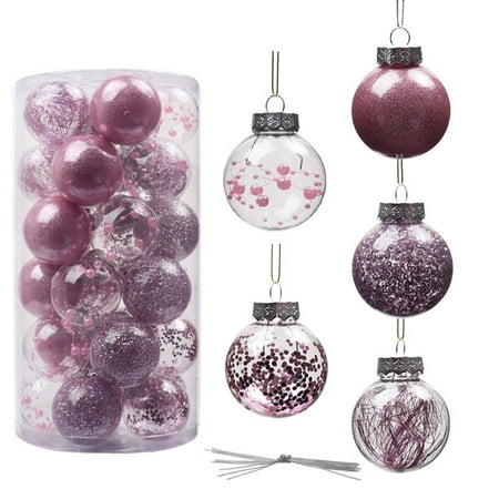

Eastshop 30Pcs 6cm Hanging Pendant Transparent Surface High Visibility Glossy Sequins Riband Decorations Ornamental Christmas Tree Decoration Accessory Hanging Christmas Ball Ornaments for Party