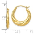 thumbnail image 2 of 10k Yellow Gold Twisted Polished Hinged post Textured Scalloped Hollow Hoop Earrings 20x19mm Wide 20mm Thick Hoop Earrin, 2 of 2