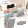 thumbnail image 2 of WONDBA PU Leather Pencil Case with zipper, simple style Gray, 2 of 7