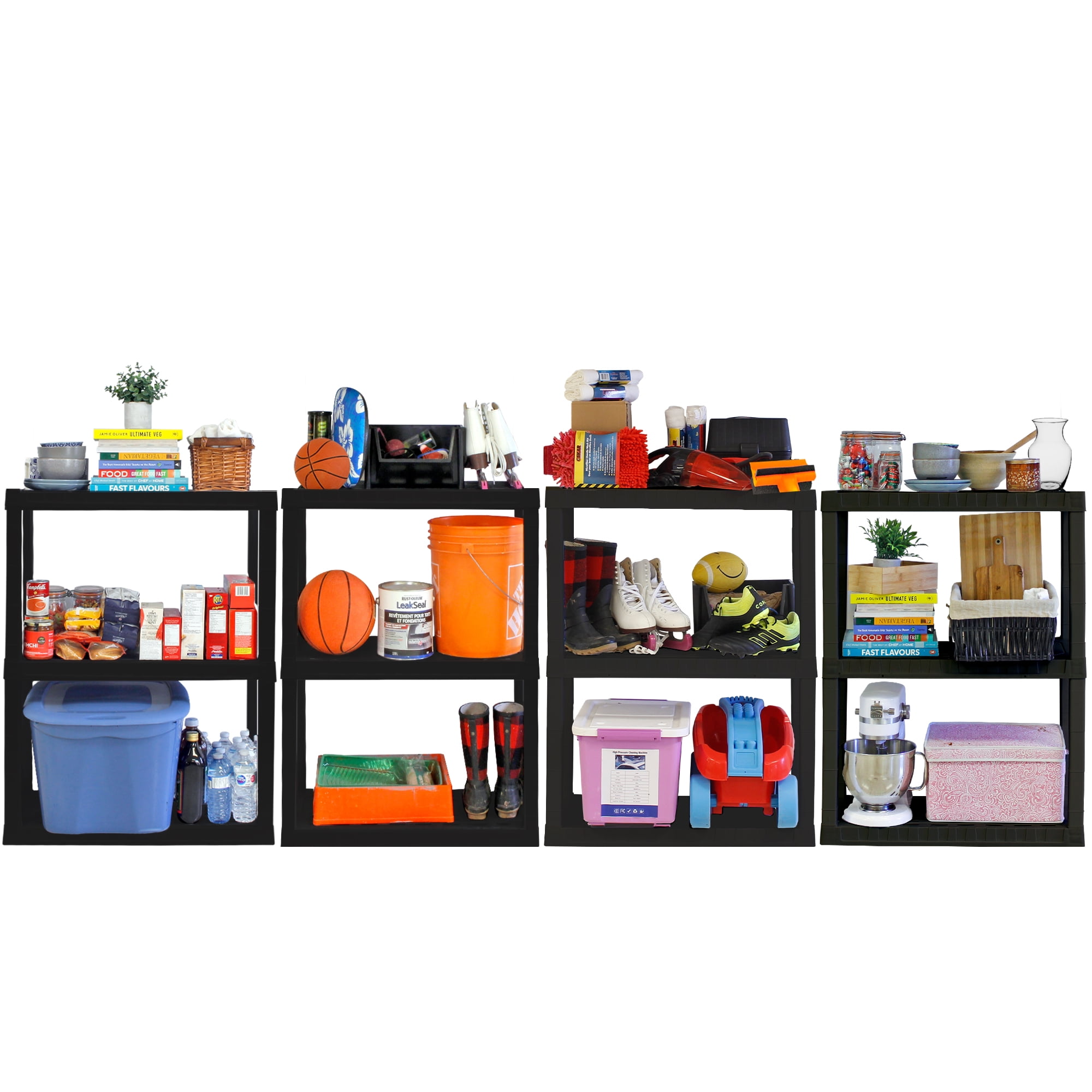 Hyper Tough Garage Shelving Unit Heavy Duty 3-Tier 2-Pack 39"H x 30"W x 14"D, Black 300 lb Capacity